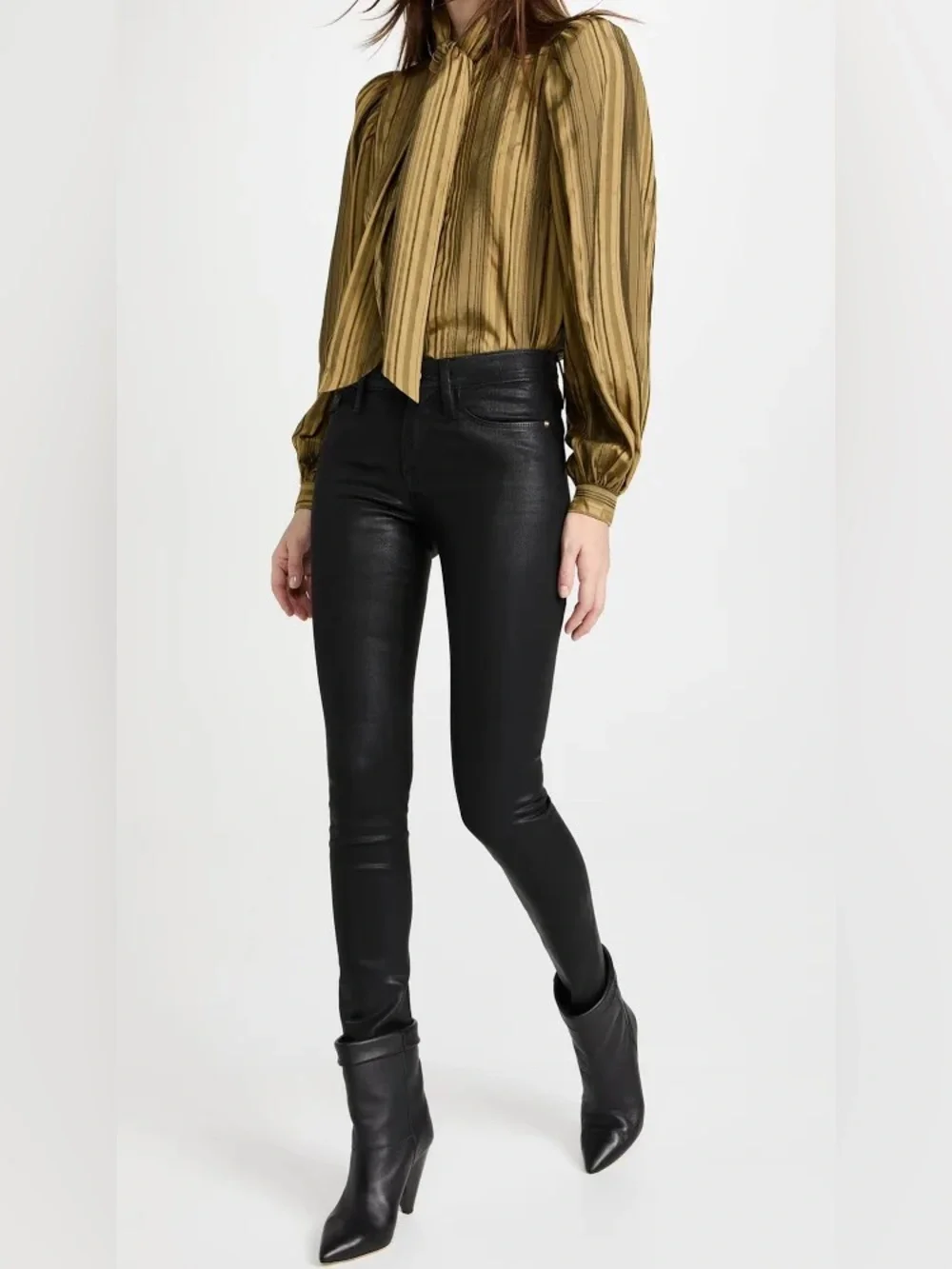 FRAME Le Skinny de Jeanne mid-rise skinny fit coated black size 30 - Picture 1 of 7